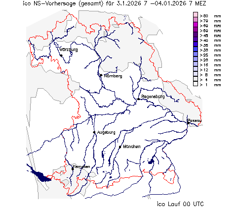ICON Niederschlagsvorhersage (Summe) für 24 Stunden vom 03.01.2026 wurde nicht gefunden!